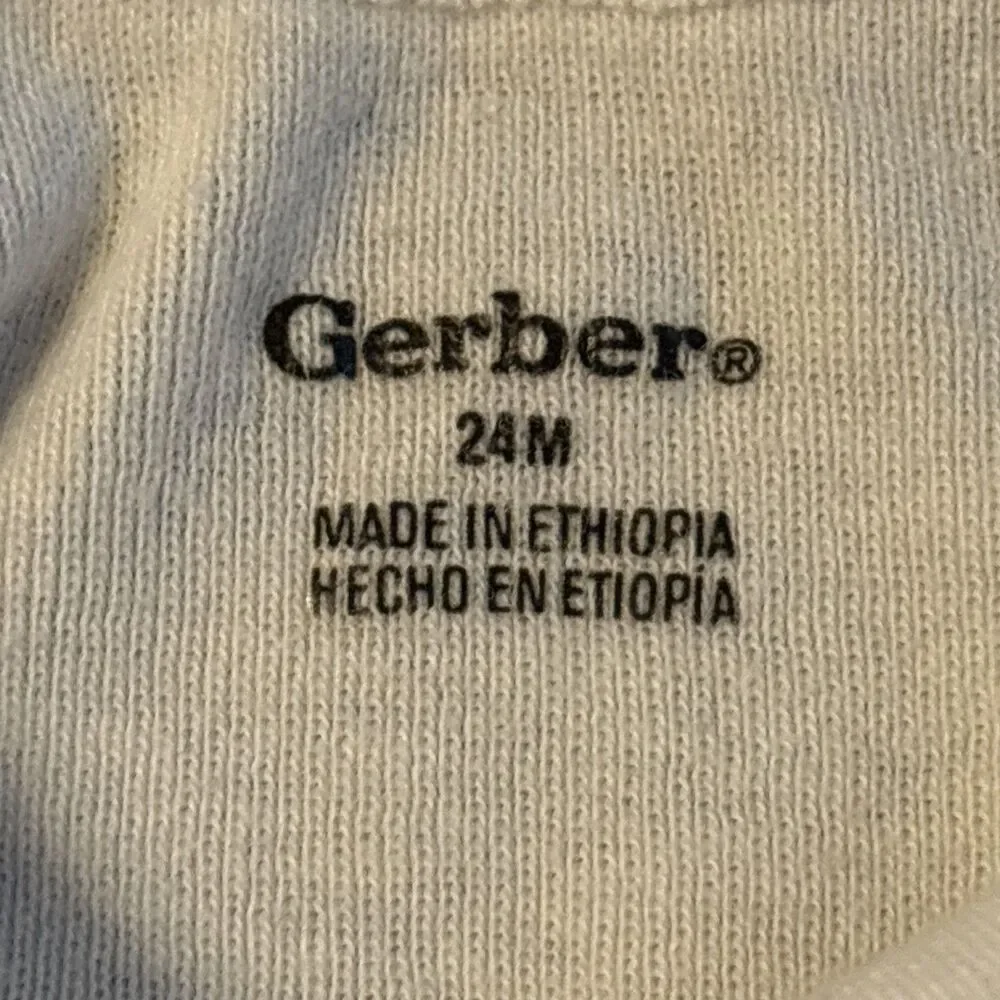 Gerber Toddler White One Piece Snap Bottom T-shirt Size 24 Months